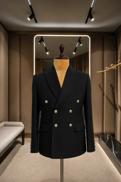 Premium Black Double-Breasted Blazer