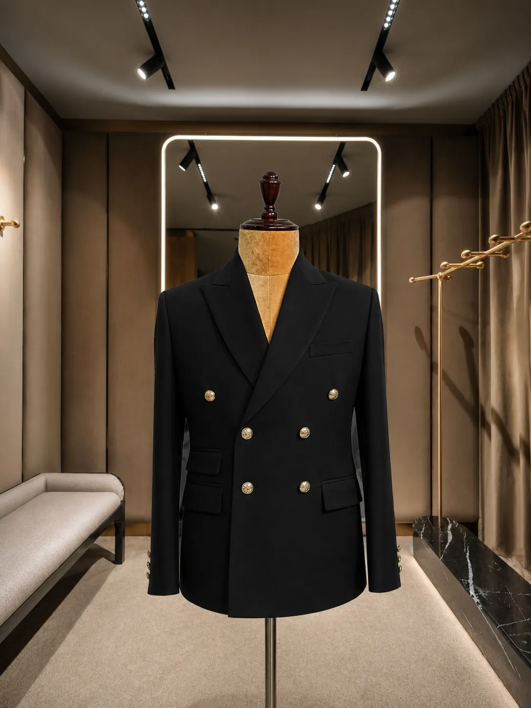 Premium Black Double-Breasted Blazer