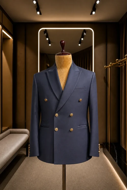 Regal Navy Double-Breasted Blazer
