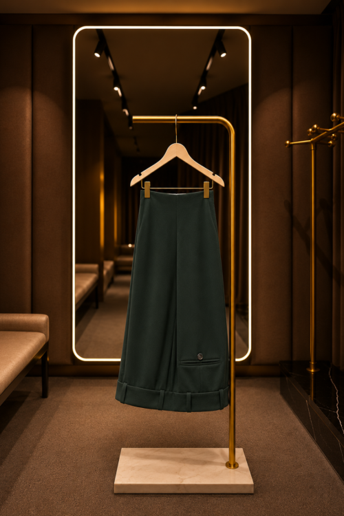 Emerald Green Luxe Wide-Leg Trousers