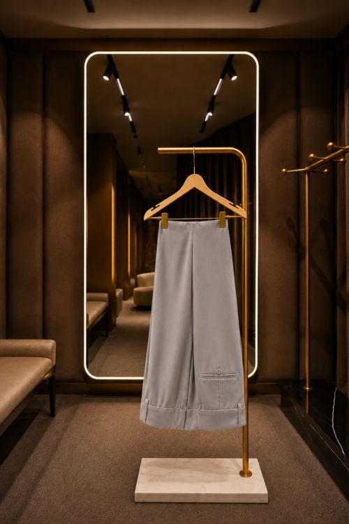 Luxe Grey Wide-Leg Tailored Trousers