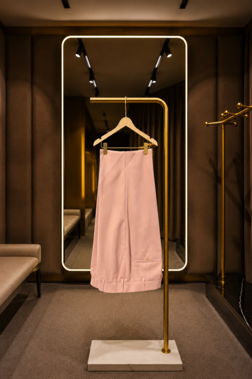 Blush Pink Tailored Cuffed Trousers