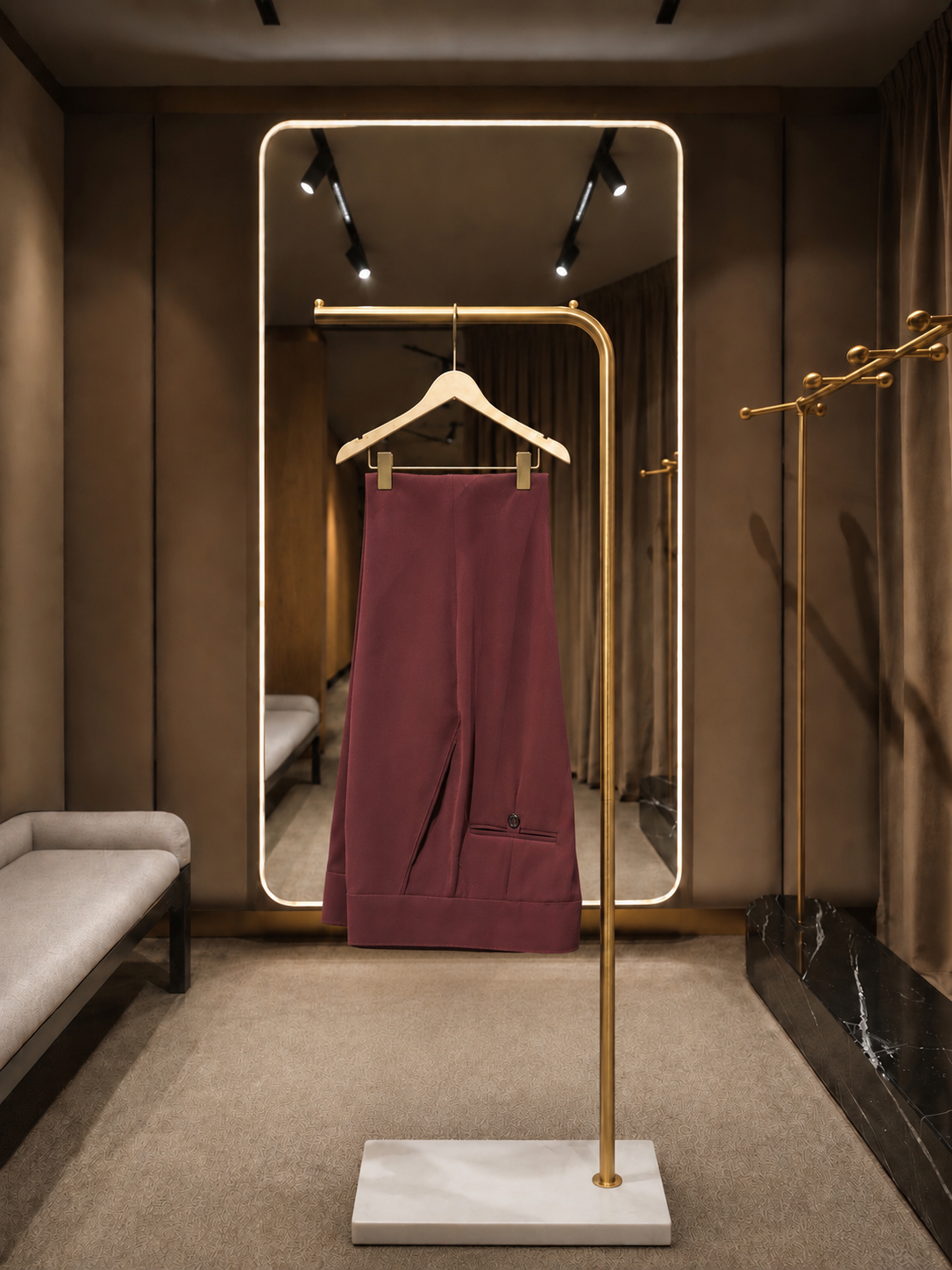 Burgundy Luxe Tailored Wide-Leg Trousers