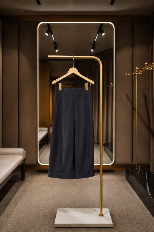 Midnight Navy Wide-Leg Trousers