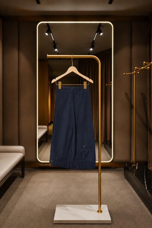 Navy Blue Tailored Cuff Trousers