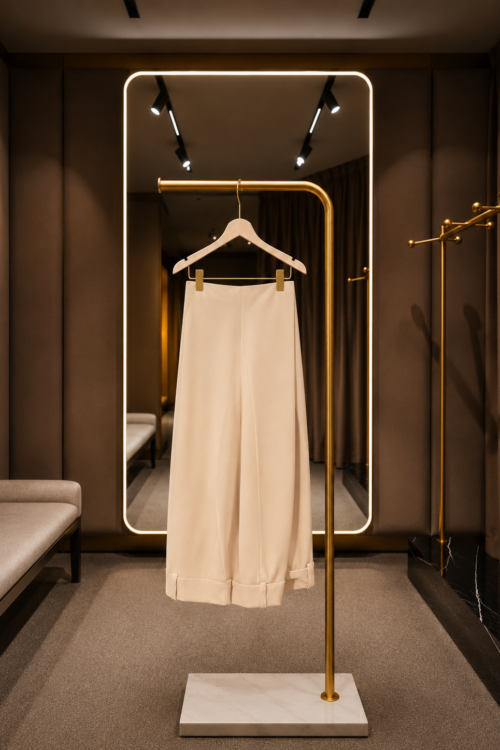 Ivory Cream Wide-Leg Trousers