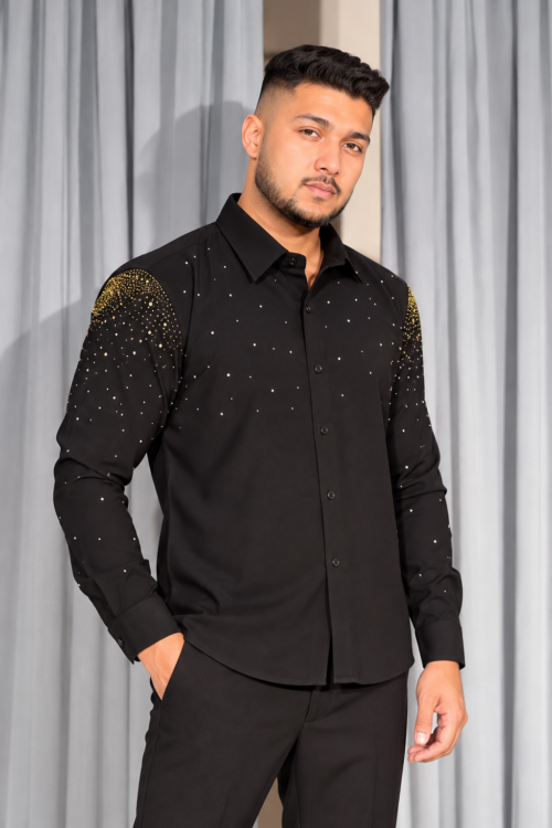 Black Embellished Full Sleeve Shirt